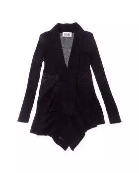 Осенний кашемировый кардиган с рубчиком и драпировкой Autumn Cashmere, черный