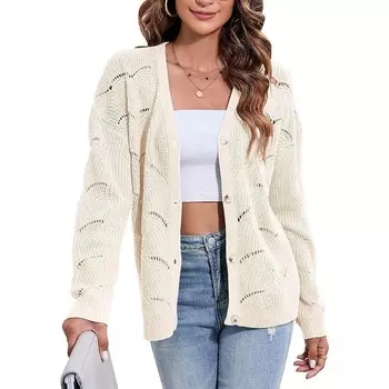 Осенний женский вязаный крючком кардиган, легкое кимоно с длинным рукавом, ажурная вязаная верхняя одежда, свитер Kojooin, цвет Pink Apricot