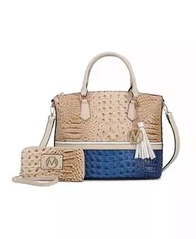 Осенняя большая сумка из крокодиловой кожи с кошельком от Mia k Mkf Collection, серый