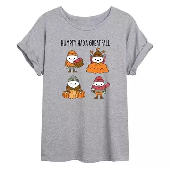 Осенняя футболка большого размера с рисунком Humpty Dumpty для юниоров Licensed Character, серый