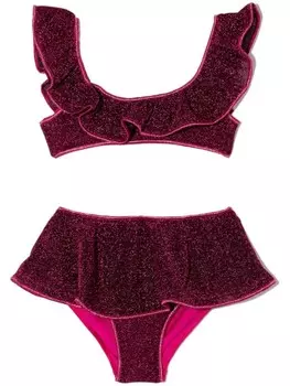 Oseree Kids бикини с оборками и эффектом металлик, серый