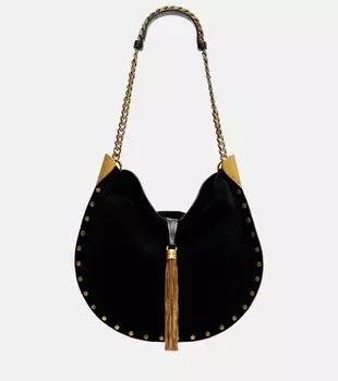 Oskan Medium сумка через плечо из замши Isabel Marant, Black/Gold