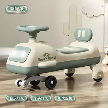 Ослепительная машина Whale Twister для детей 1-3-6 лет Yoyo, автомобильный скутер, качели, луговая зеленая музыкальная подсветка + обычное колесо XUANJING
