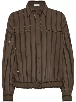 Ослепительная вышитая куртка Brunello Cucinelli, коричневый
