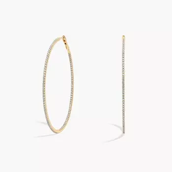 Ослепительные серьги-кольца с бриллиантами Eternity из 14-каратного желтого золота (2 карата) Blue Nile