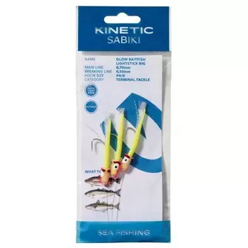 Оснастки Kinetic Sabiki Glow Baitfish Lightstick, прозрачный