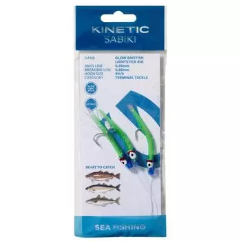 Оснастки Kinetic Sabiki Glow Baitfish Lightstick, серебряный