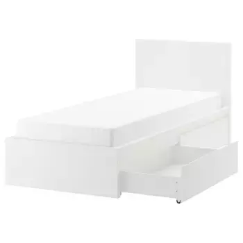 Основание односпальной кровати, белое, 90х200 см, с 2 ящиками MALM/LURY IKEA