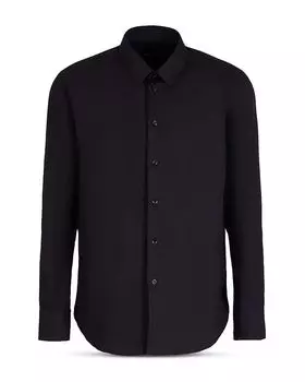 Основная облегающая рубашка с длинным рукавом и эластичной тканью Emporio Armani, синий