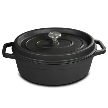 Osoltus "osoltus жаровня овальная чугунная кастрюля с крышкой темно-серая 33 см"