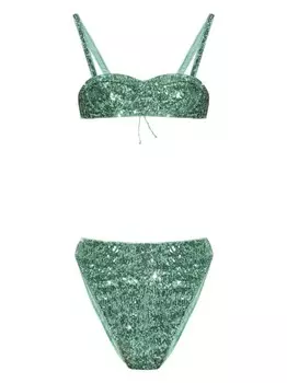 Osree бикини с высокой талией, украшенное пайетками, зеленый
