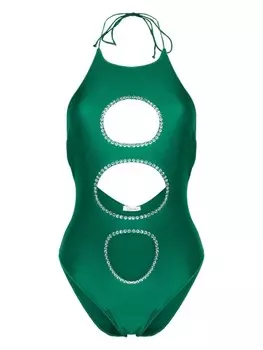 Osree декорированный купальник с вырезами, зеленый