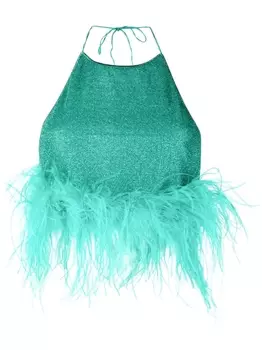 Osree укороченный топ с перьями, зеленый