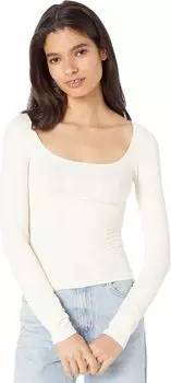 Оставайся здесь, бесшовный, с длинным рукавом Free People, слоновая кость