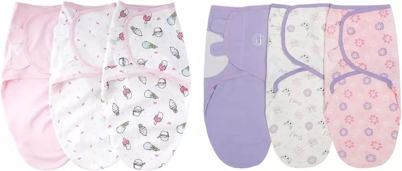 Островное пеленальное одеяло, пеленальный пелен для новорожденных и младенцев, регулируемый комплект для пеленания для мальчика и девочки, мягкий хлопковый детский спальный мешок, 3 маленьких упаковки (0–3 месяца), мороженое и сова insular