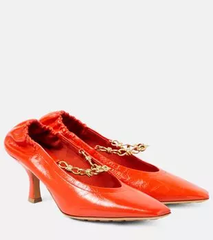 Острые кожаные туфли-лодочки Chain Bottega Veneta, New Orange
