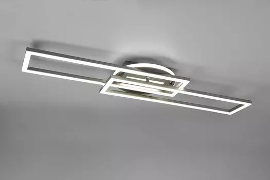 Освещение Потолочный светильник Alister, со светодиодной лампочкой 30Вт, матовый никель, металл, пульт дистанционного управления, встроенный диммер, 90x80x24 см lightling, серебро