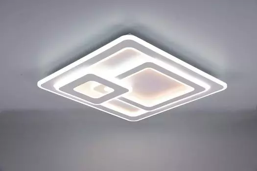 Освещение Потолочный светильник Mikka, со светодиодной лампочкой 76Вт, белый матовый, металл, пульт дистанционного управления, встроенный диммер, 51,5x51,5x7 см lightling