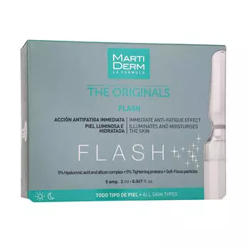 Осветляющая сыворотка для лица с мгновенным эффектом против усталости в ампулах Martiderm The Originals Flash Serum, 5x2 мл