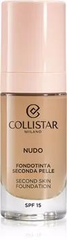 Осветляющая увлажняющая основа с разглаживающим эффектом Collistar NUDO Second Skin Foundation SPF 15, 3N Naturale 30 ml
