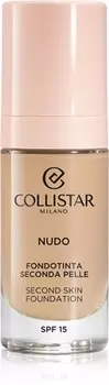 Осветляющая увлажняющая основа с разглаживающим эффектом Collistar NUDO Second Skin Foundation SPF 15, 2R Beige Rosato 30 ml