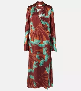 Освежающее шелковое платье с запахом Johanna Ortiz, мультиколор