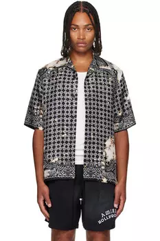 Отбеленная бандана боулинговая рубашка Amiri, черный