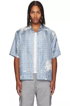 Отбеленная бандана боулинговая рубашка Amiri, синий