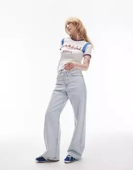 Отбеленные джинсы Topshop Petite со средней посадкой