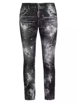 Отбеленные плиссированные джинсы Dsquared2, черный