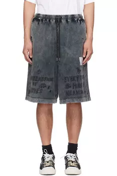 Отбеленные шорты с граффити-принтом Sweat Maison Mihara Yasuhiro, черный
