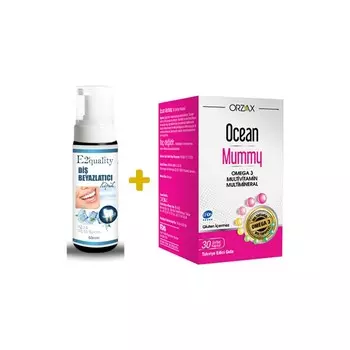 Отбеливающая пена для зубов Orzax E2' Quality + Добавка Orzax Ocean Mummy, 30 капсул