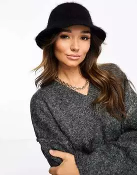 & Other Stories Черная вязаная шляпа-ведро с волосатым узором