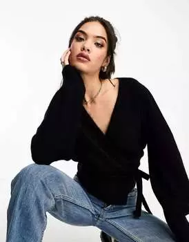 & Other Stories Черный кардиган с запахом из смесовой шерсти