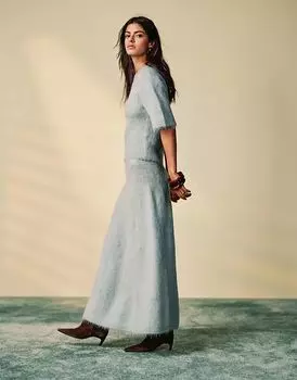 & Other Stories, длинная трикотажная юбка из смеси мохера зеленого цвета