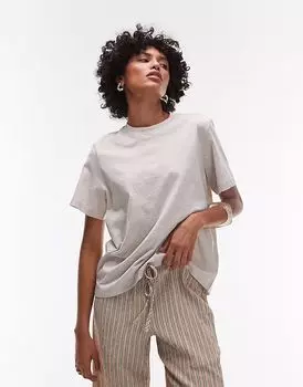 & Other Stories футболка свободного кроя с рукавами-рубашка светло-бежевого меланжевого цвета