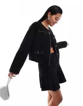 & Other Stories Кардиган из смесовой шерсти букле черного цвета (часть комплекта)