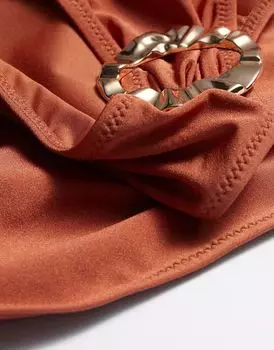 & Other Stories: комбинируйте и сочетайте плавки бикини с высоким вырезом и боковыми кольцами в цвете «выжженный оранжевый»