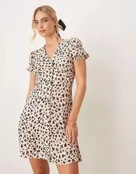 & Other Stories мини-платье на пуговицах с принтом сердец черного и бежевого цветов