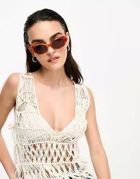 & Other Stories – Овальные солнцезащитные очки светло-коричневого цвета