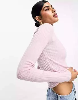 & Other Stories приталенный джемпер в рубчик мериносовой вязки пыльно-розового цвета