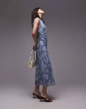 & Other Stories сетчатое платье миди с драпировкой и принтом в виде банта