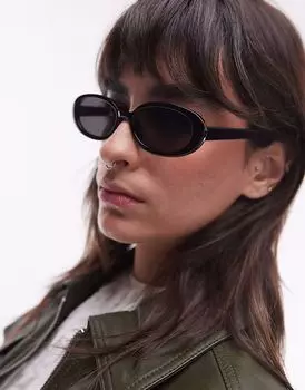 & Other Stories солнцезащитные очки в тонкой овальной оправе черного цвета