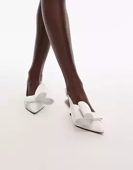 & Other Stories Свадебные туфли на каблуке-рюмочке с открытой пяткой и бантом из страз белого цвета