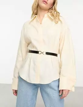 & Other Stories - Тонкий ремень из черной кожи с эффектом крокодила