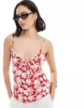 & Other Stories – топ с бретелями и завязками спереди с ярким абстрактным цветочным узором