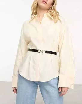 & Other Stories узкий черный кожаный ремень с эффектом крокодила