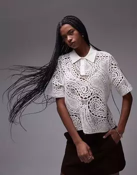 & Other Stories вязаная крючком блузка белого цвета