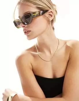 & Other Stories – Зеленые прямоугольные солнцезащитные очки с геометрическим рисунком