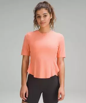 Откидная футболка для бега с защитой от ультрафиолета Lululemon, коралловый